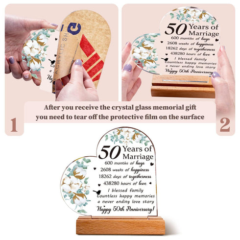 Golden Wedding Anniversary Gifts for Couple 50th Anniversary Plaque